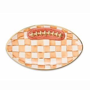 MacKenzie-Childs Ginger Check Orange Football Platter